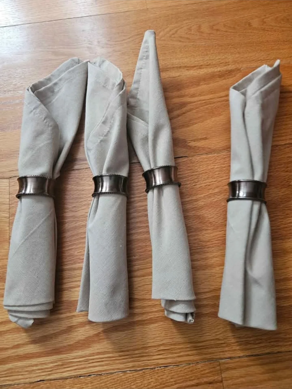 Threshold Beige Cloth Napkins With Bronze Napkin Rings